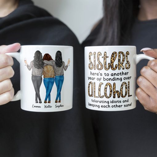 Another Year Of Bonding Over Alcohol - Personalized Mug - Birthday, New Year Gift For Besties, Soul Sisters, Sistas, BFF, Friends - Leopard Pattern Jacket Woman - Image 5