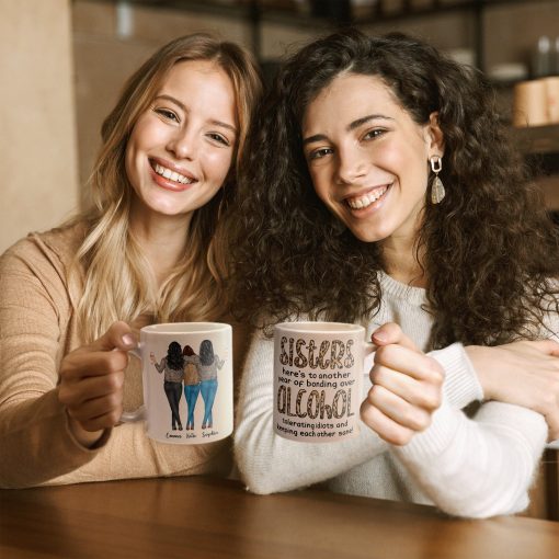 Another Year Of Bonding Over Alcohol - Personalized Mug - Birthday, New Year Gift For Besties, Soul Sisters, Sistas, BFF, Friends - Leopard Pattern Jacket Woman - Image 4