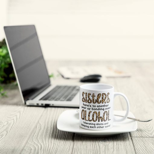 Another Year Of Bonding Over Alcohol - Personalized Mug - Birthday, New Year Gift For Besties, Soul Sisters, Sistas, BFF, Friends - Leopard Pattern Jacket Woman - Image 2