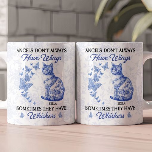 Angels Don't Always Have Wings Cat Toile De Jouy Style - Personalized Mug - Image 2
