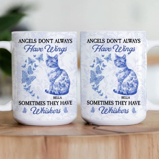 Angels Don't Always Have Wings Cat Toile De Jouy Style - Personalized Mug - Image 3