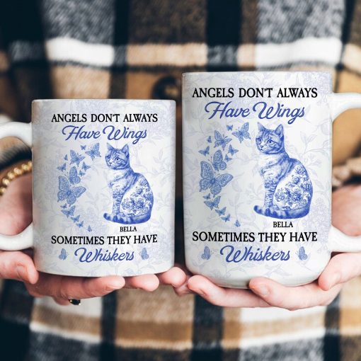 Angels Don't Always Have Wings Cat Toile De Jouy Style - Personalized Mug - Image 4