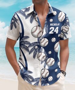 Baseball Lovers Custom Name And Number - Personalized Hawaiian Shirt