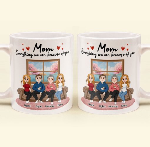 Because Of You, Mom - Personalized Mug - Image 2
