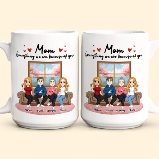 Because Of You, Mom - Personalized Mug - Image 3