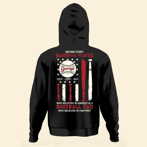 Behind Every Baseball Player - Personalized Shirt - Birthday 4th Of July Shirt For Dad, Son, Daughters - Gift From Wife, Mom - Image 3