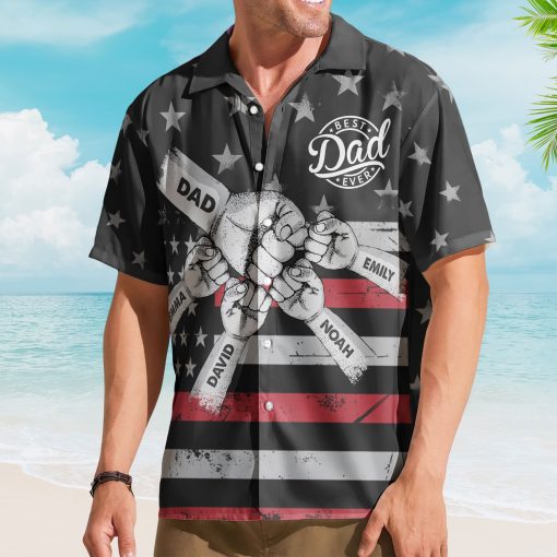 Best Dad Ever Fist Bump - Personalized Hawaiian Shirt - Image 3