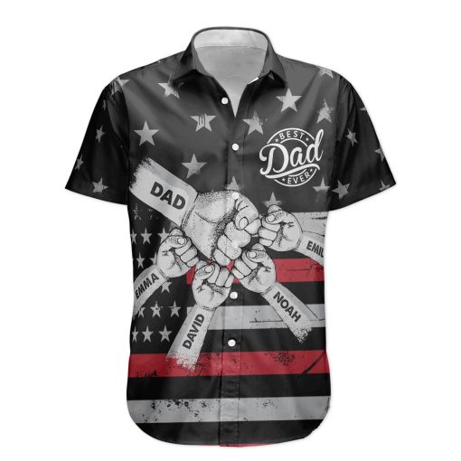 Best Dad Ever Fist Bump - Personalized Hawaiian Shirt - Image 4