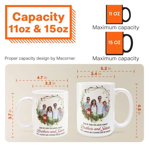 Brothers And Sisters Will Always Be Connected By Heart - Personalized Photo Mug - Image 9