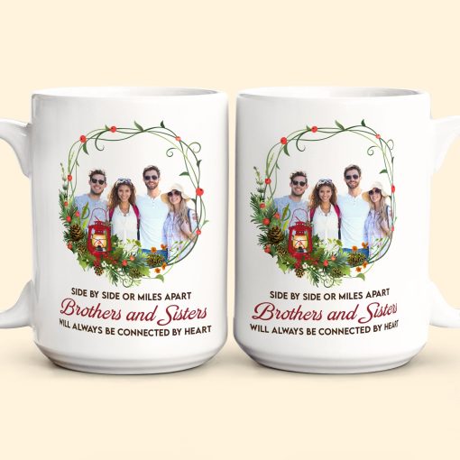 Brothers And Sisters Will Always Be Connected By Heart - Personalized Photo Mug - Image 2