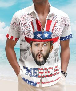 Celebrate The 4Th Of July With Merica Pattern - Personalized Photo Hawaiian Shirt