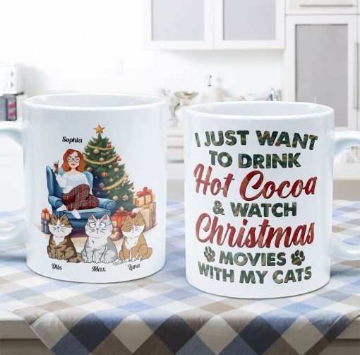 Cocoa, Christmas Movies & My Cat - Personalized Mug - Image 5
