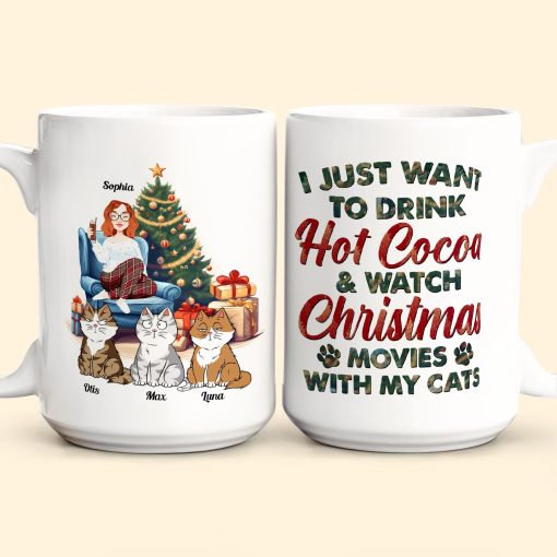 Cocoa, Christmas Movies & My Cat - Personalized Mug - Image 7