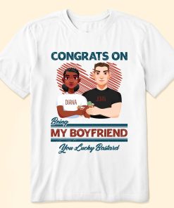 Congrats On Being My Husband Boyfriend You Lucky Bastard - Personalized Shirt