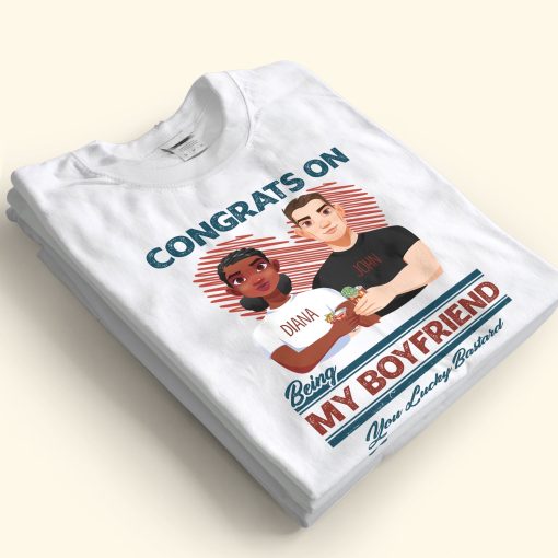 Congrats On Being My Husband Boyfriend You Lucky Bastard - Personalized Shirt - Image 2