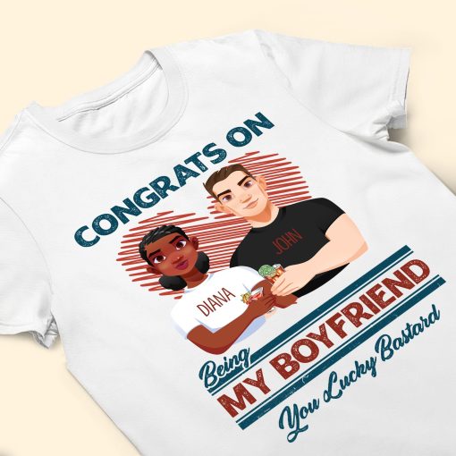 Congrats On Being My Husband Boyfriend You Lucky Bastard - Personalized Shirt - Image 3