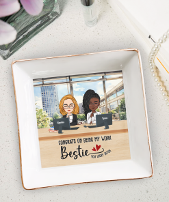 Congrats On Being My Work Bestie You Lucky B*tch - Personalized Jewelry Dish