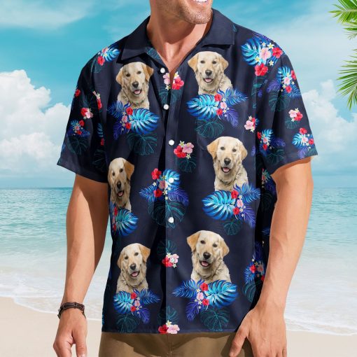 Custom Face Funny Photo Tropical Hibiscus Aloha For Dogs, Cats Lovers - Custom Photo Hawaiian Shirts - Image 2