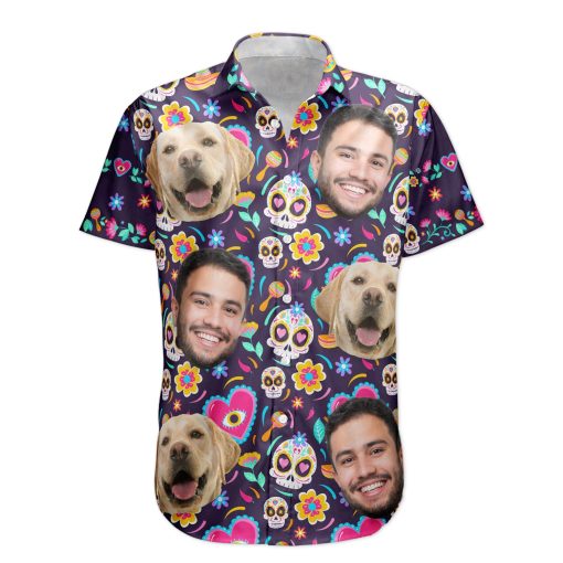 Custom Face Photo Mexican Hawaiian Shirt Skull Pattern - Custom Photo Hawaiian Shirts - Image 6