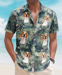 Custom Pet Funny Photo With Hibiscus And Palm Tree Pattern - Custom Photo Hawaiian Shirts