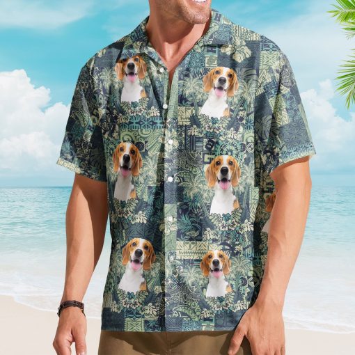 Custom Pet Funny Photo With Hibiscus And Palm Tree Pattern - Custom Photo Hawaiian Shirts - Image 4