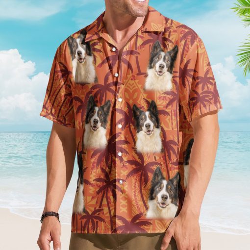 Custom Pet Funny Photo With Tropical Palm Trees - Custom Photo Hawaiian Shirts - Image 2