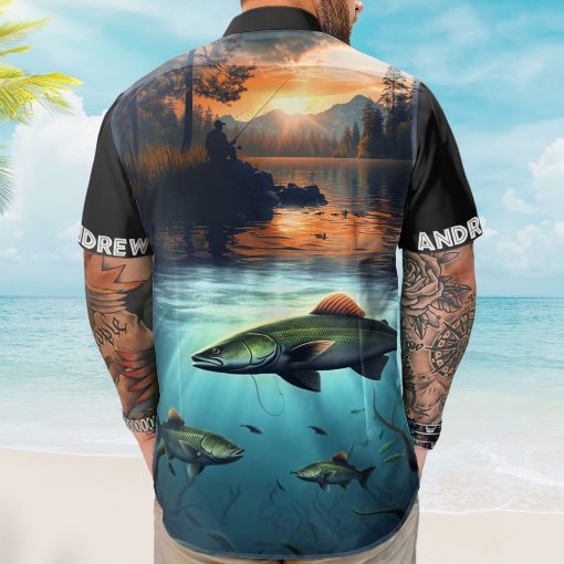 Custom Photo Fishing Bass Fish For Men Husband - Custom Photo Hawaiian Shirt - Image 5