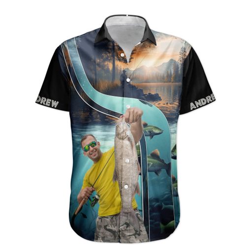 Custom Photo Fishing Bass Fish For Men Husband - Custom Photo Hawaiian Shirt - Image 6