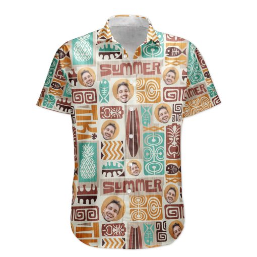 Customize Face With Exotic Tiki Pattern - Custom Photo Hawaiian Shirts - Image 6