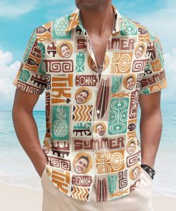 Customize Face With Exotic Tiki Pattern - Custom Photo Hawaiian Shirts