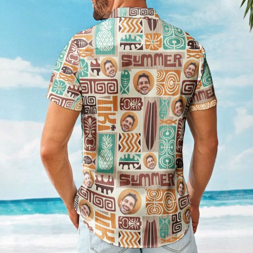 Customize Face With Exotic Tiki Pattern - Custom Photo Hawaiian Shirts - Image 4