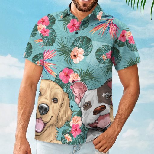 Dog Cat Pet Lovers Tropical Flower Leaf Summer Paradise - Personalized Hawaiian Shirt - Image 3