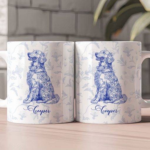 Dog Lover French Style Gift Toile De Jouy Chinoiseries - Personalized Mug - Image 2
