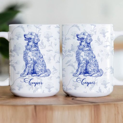 Dog Lover French Style Gift Toile De Jouy Chinoiseries - Personalized Mug - Image 3
