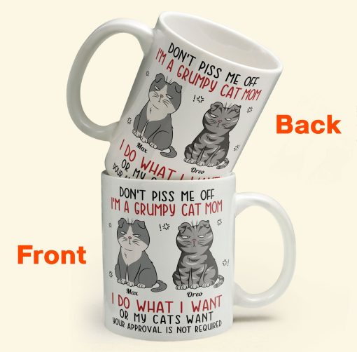 Don't Piss Me Off I'm A Grumpy Cat Mom/ Cat Dad - Personalized Mug - Image 3