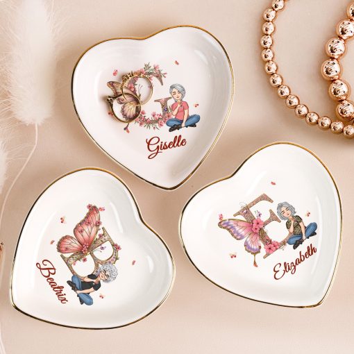 Floral Butterfly Monogram Letter - Personalized Ring Dish - Image 2