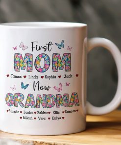 First Mom Now Grandma Floral - Personalized Mug