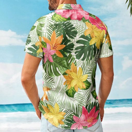Funny Big Belly Aloha With Tropical Flowers - Custom Hawaiian Shirt - Image 3