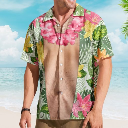 Funny Big Belly Aloha With Tropical Flowers - Custom Hawaiian Shirt - Image 4