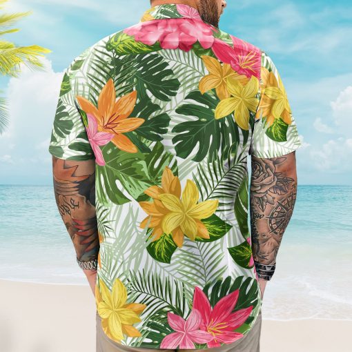 Funny Big Belly Aloha With Tropical Flowers - Custom Hawaiian Shirt - Image 5