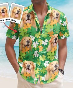 Happy St Patrick Day Together With Pet Photo - Custom Photo Hawaiian Shirts