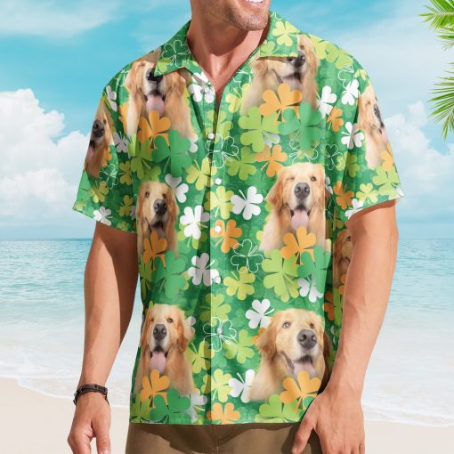 Happy St Patrick Day Together With Pet Photo - Custom Photo Hawaiian Shirts - Image 2