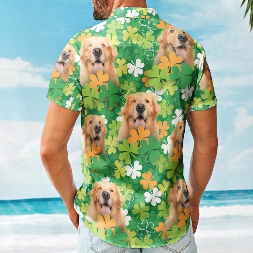 Happy St Patrick Day Together With Pet Photo - Custom Photo Hawaiian Shirts - Image 4