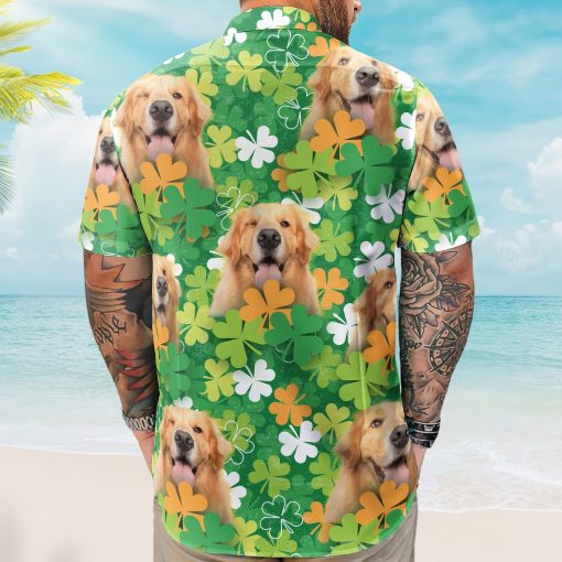 Happy St Patrick Day Together With Pet Photo - Custom Photo Hawaiian Shirts - Image 5