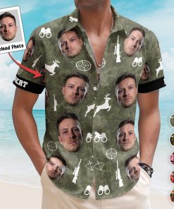 Hunting Camo Tropical Pattern Custom Face Aloha Shirts - Custom Photo Hawaiian Shirts