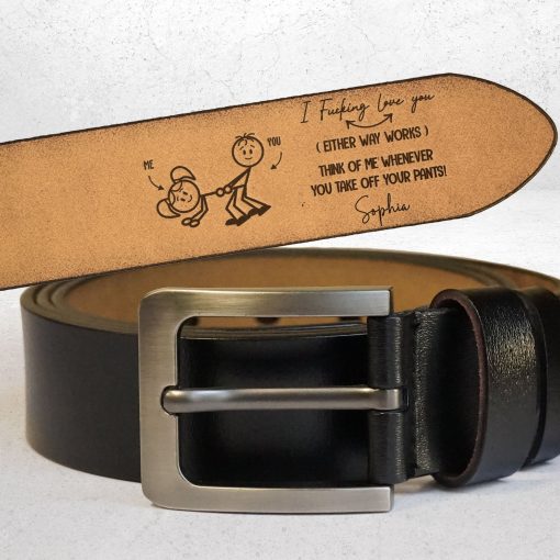 I F-king Love You - Personalized Engraved Leather Belt - Image 2