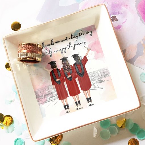 It's The Friends We Meet Along The Way - Personalized Jewelry Dish - Image 3