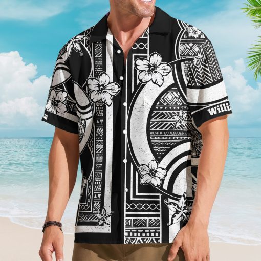 Kapa Hawaiian Pattern Vintage Black Aloha Shirts With Name - Custom Hawaiian Shirts - Image 2