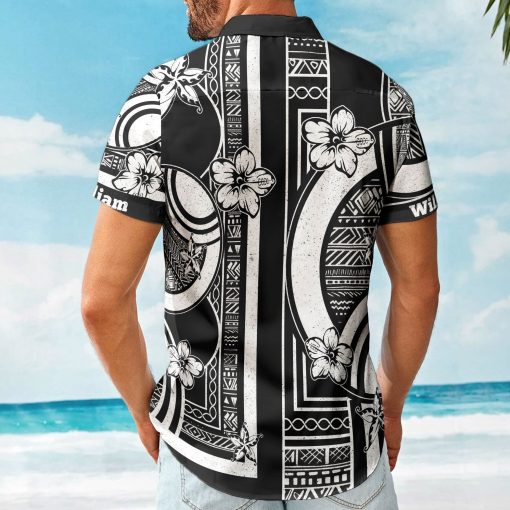 Kapa Hawaiian Pattern Vintage Black Aloha Shirts With Name - Custom Hawaiian Shirts - Image 3