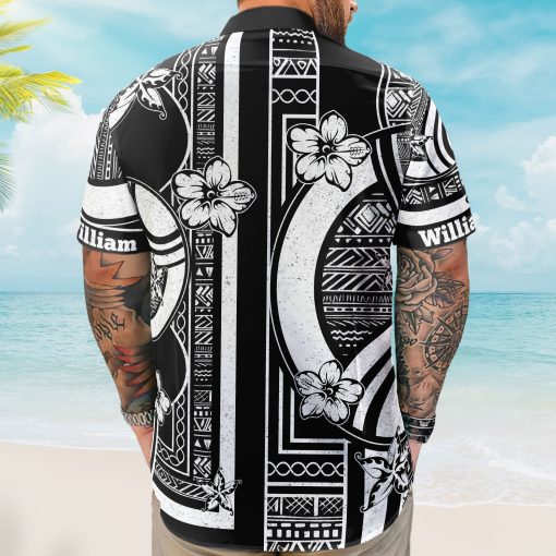 Kapa Hawaiian Pattern Vintage Black Aloha Shirts With Name - Custom Hawaiian Shirts - Image 4